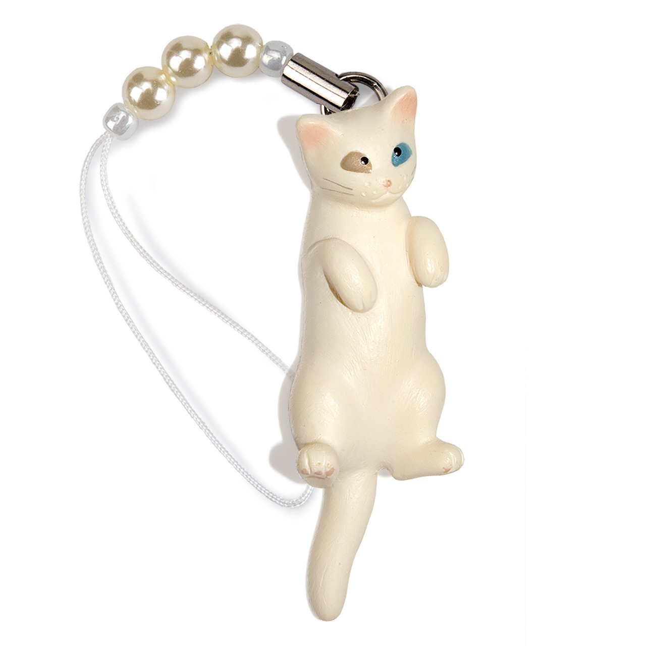 ペットラバーズ 猫どん LadyCat vol,7 白 ビーズ ストラップ N-2706