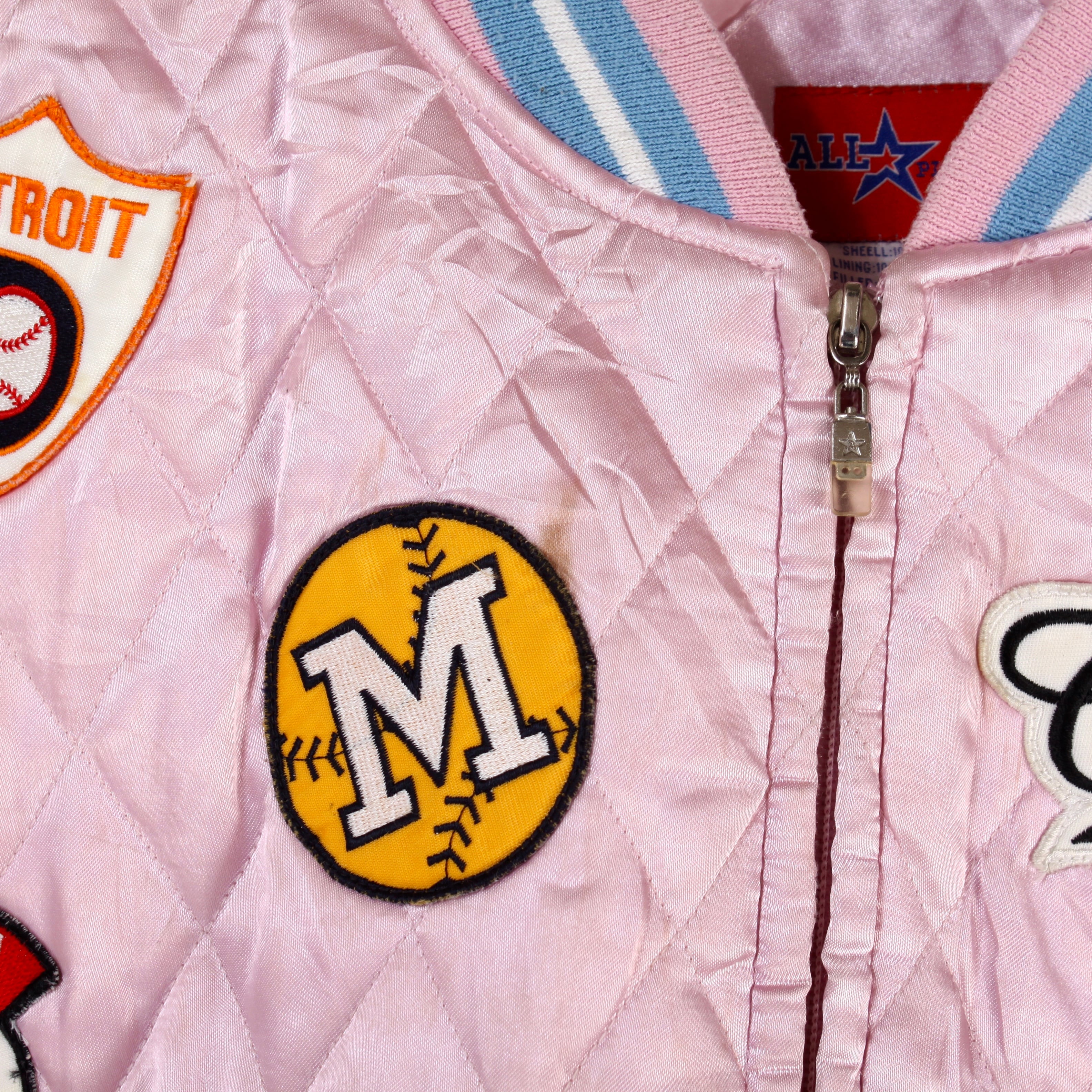 0501. 1990's stadium jumper with many team emblems ピンク