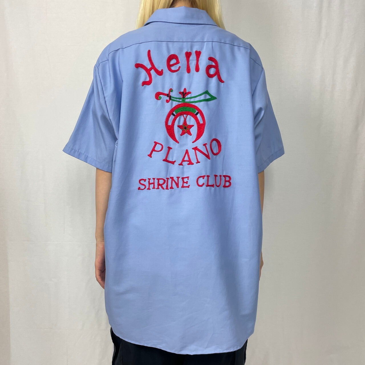 USA製 SHRINE CLUB チェーンステッチ 刺繍 ワークシャツ メンズXL相当 