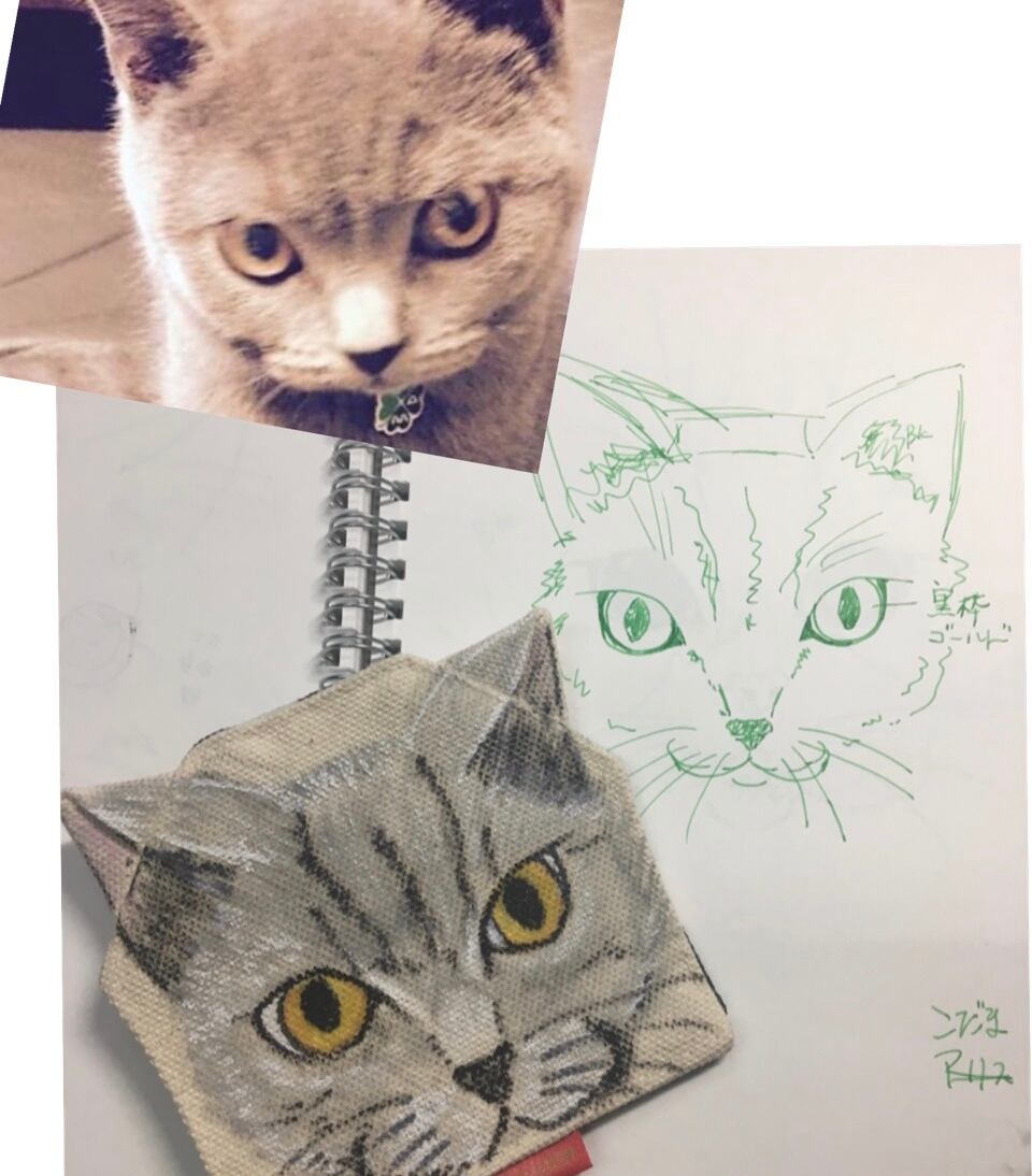 猫耳コースター 可愛い耳がついたコースター 柄の裏は帆布になっていて