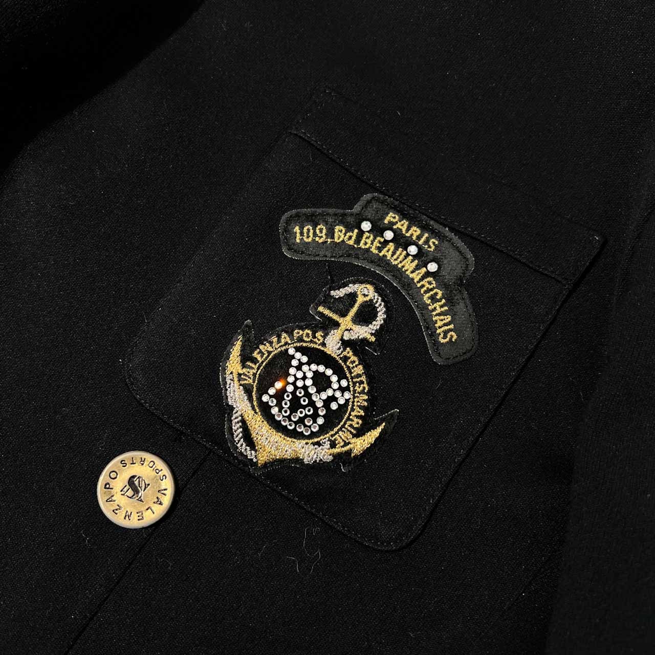 バレンザポー スポーツ VALENZAPO Sports 金ボタン ダブル テーラードジャケット M /ブラック/日本製