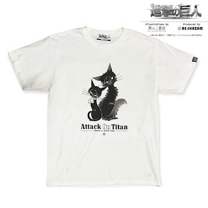 〈進撃の巨人〉エレン猫&リヴァイ猫 Tシャツ (Illustrations by 黒ねこ意匠)