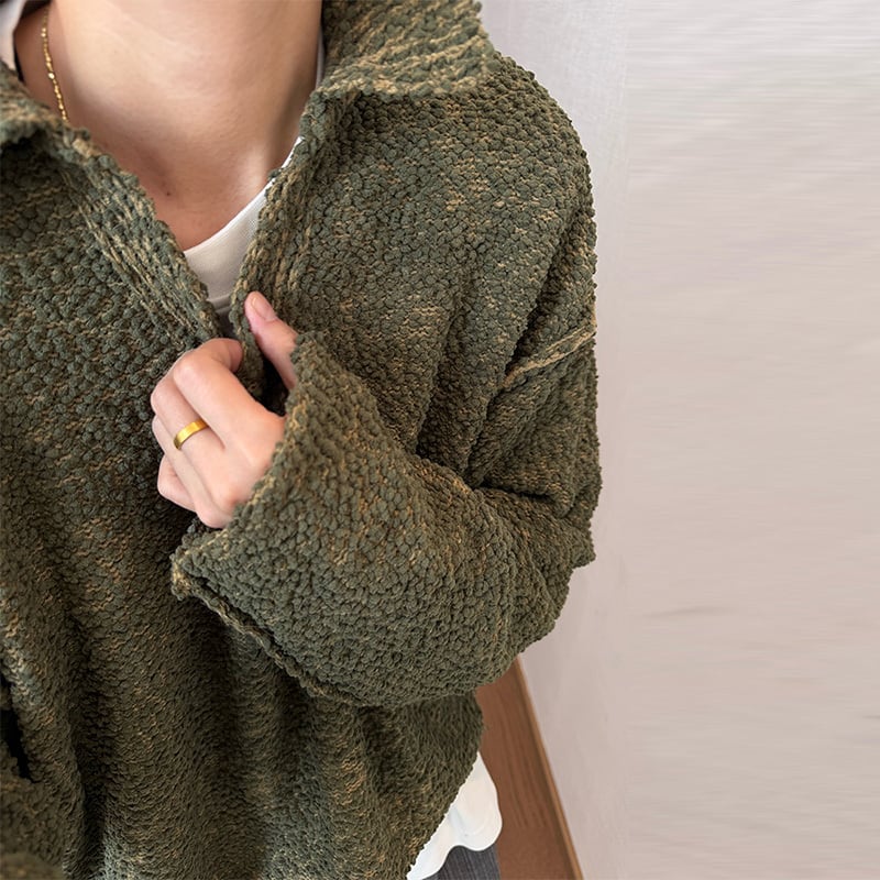 dannyandzeeオリーブカラーVネックニットセーター | mblueshop