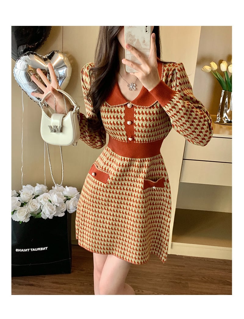 dress】ジャカードニットワンピース M28390 | nanastyle