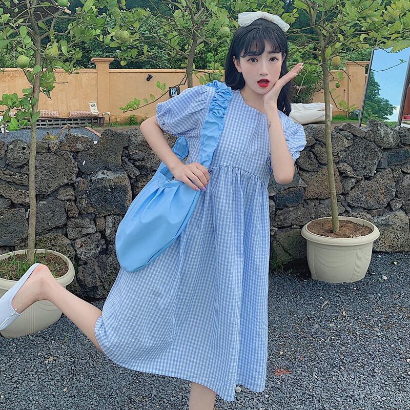 【新作】【送料無料】 マタニティウェア2020夏の新しい綿とリネンのチェック柄の年齢を減らす人形のスカート小さな新鮮なミドル丈のトレンディなマタニティスカート-アリババ コットン サマー 夏物 expec277790139998