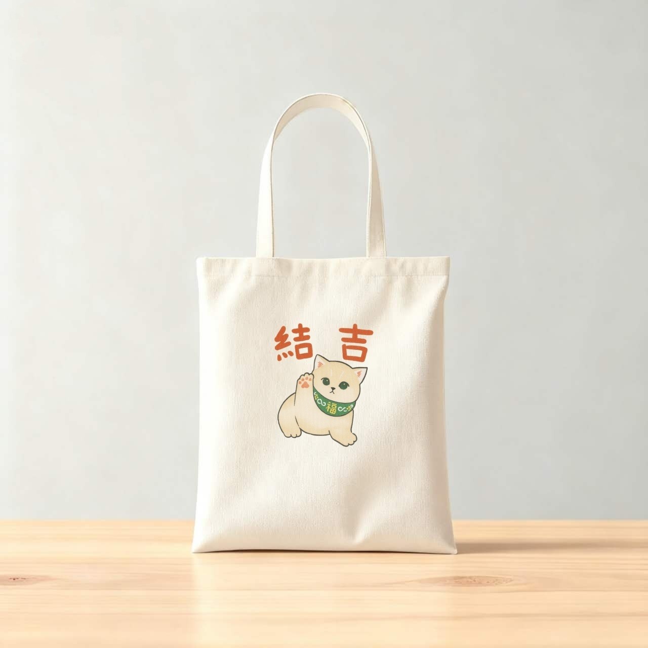 成约纪念用 招き猫トートバッグ（綿ポリブレンド）成約記念ギフト 周年纪念用 来店特典用  ふく福本舗