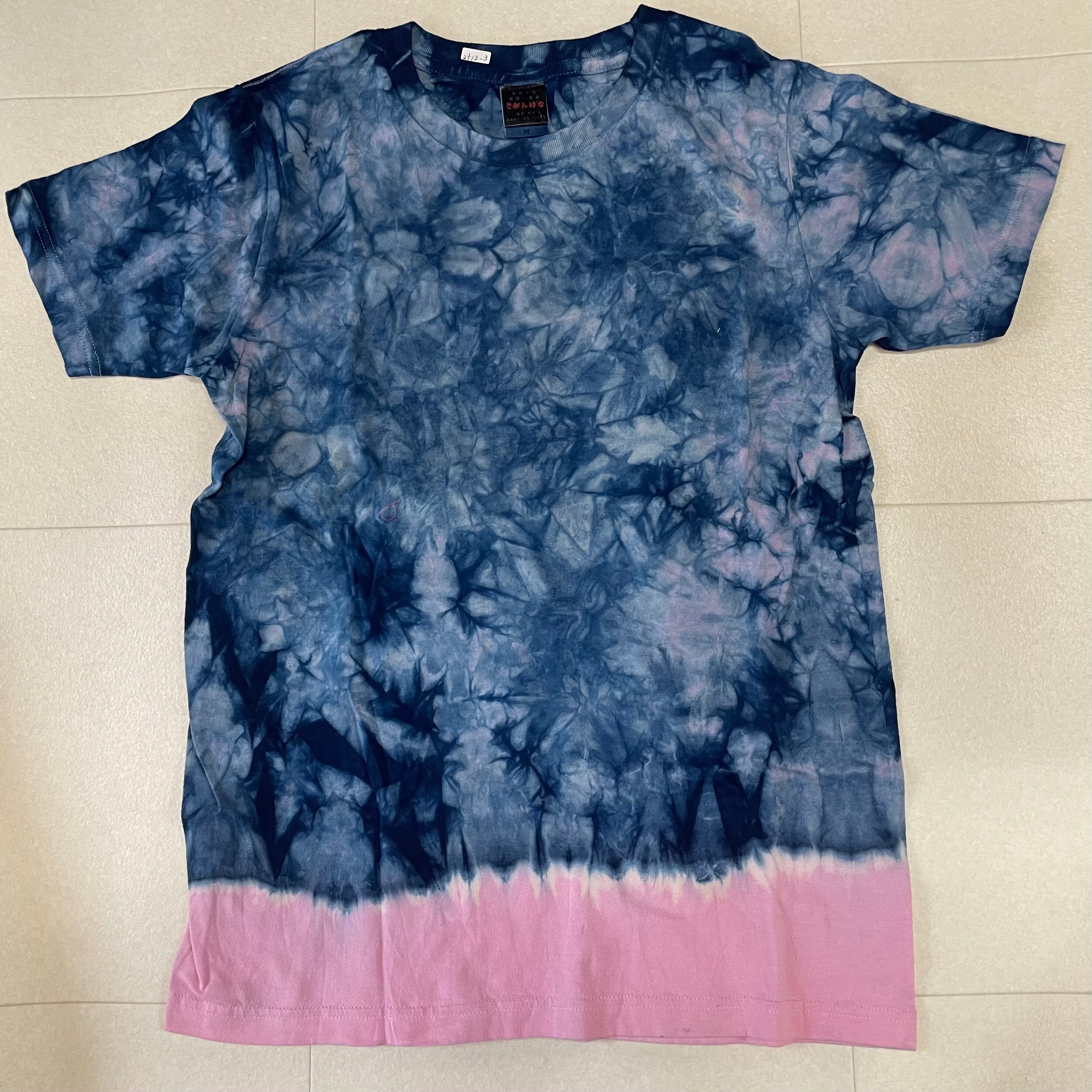 カジュアル藍染Tシャツ/木漏れ日/ピンク/M/男女兼用/送料無料