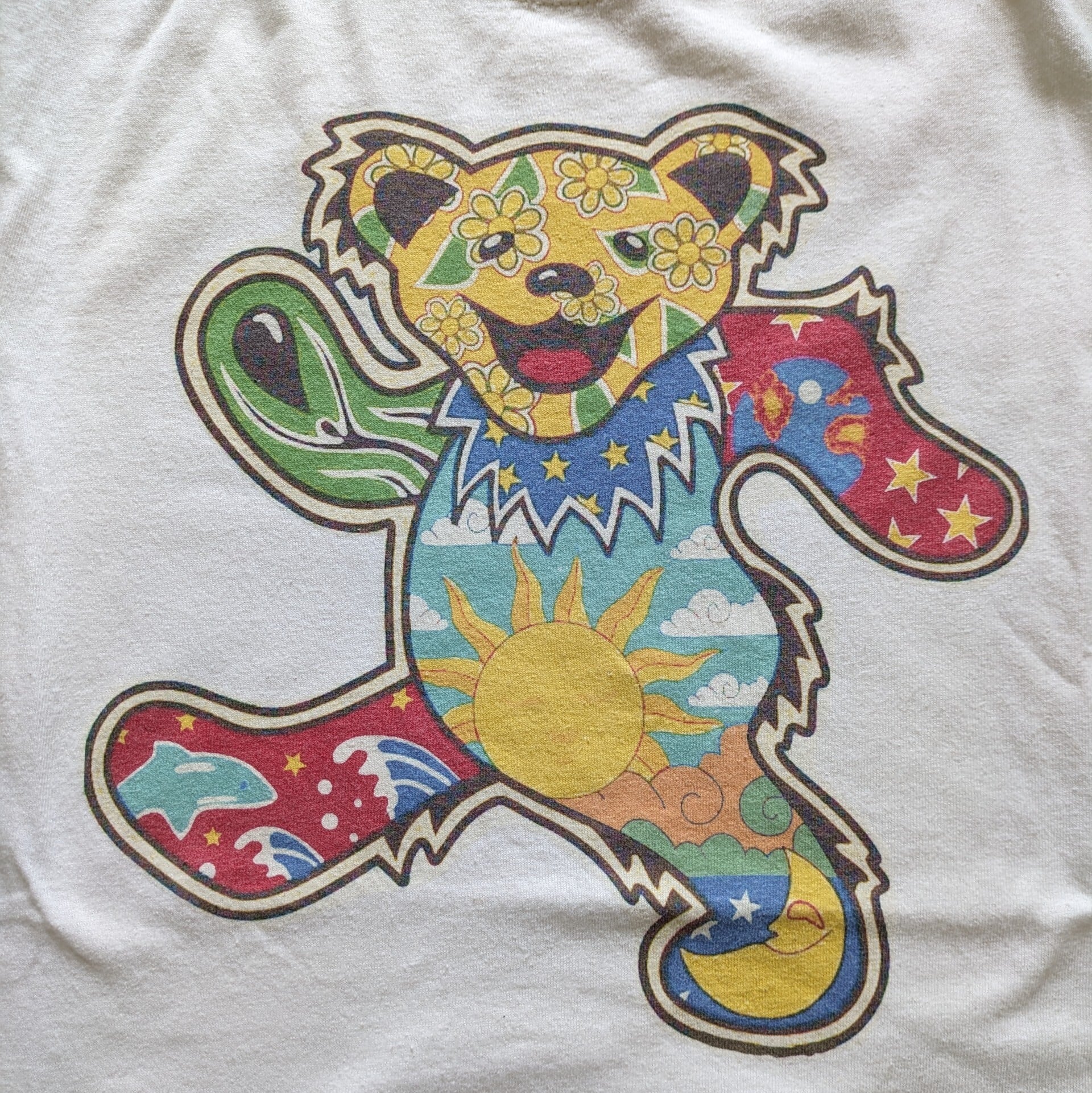 デッドベア】グレイトフル・デッド プリント Tシャツ 白 サイズL デッドベア】グレイトフル・デッド プリント Tシャツ 白 サイズL