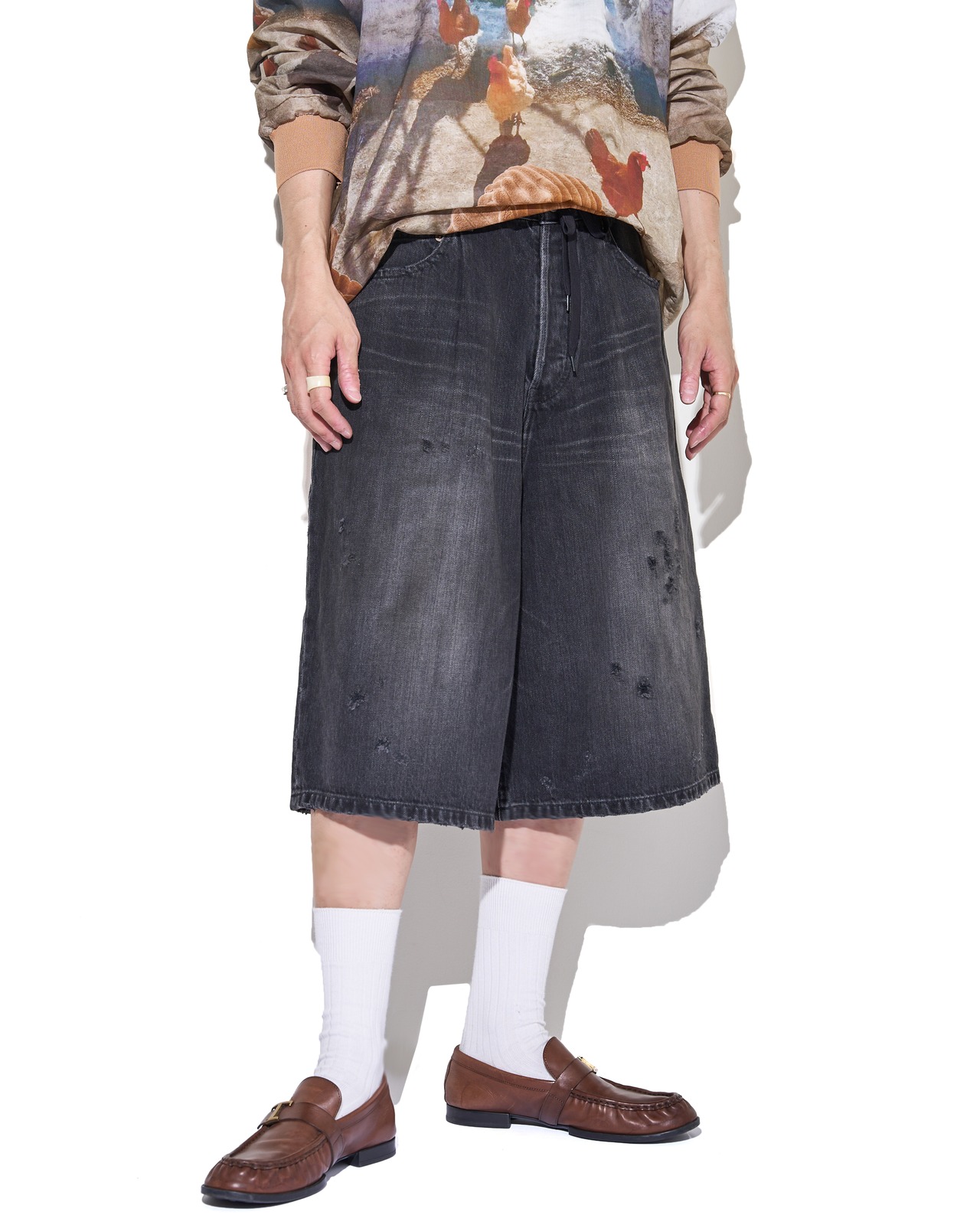 ssstein "BAGGY DENIM SHORTS 〔BLACK〕"