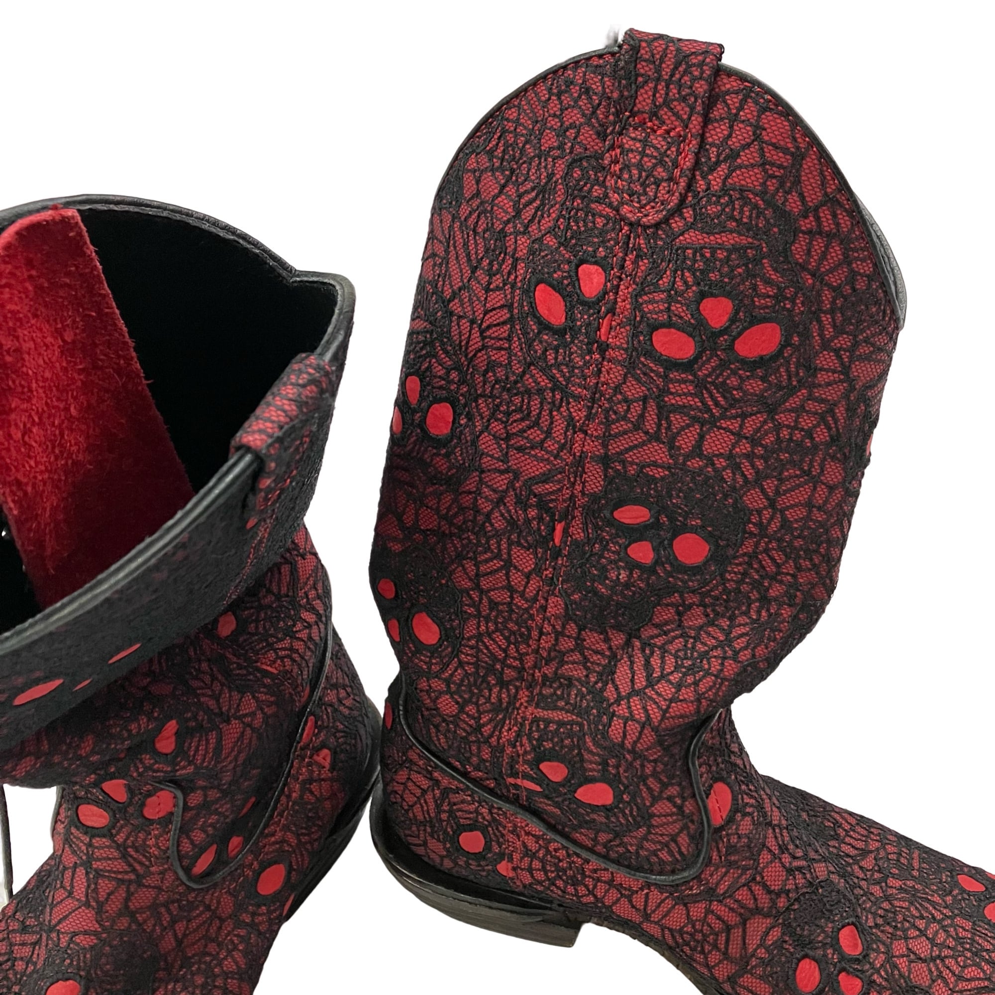 VINTAGE NUMBER (N)INE Spider skull embroidery laceup western boots