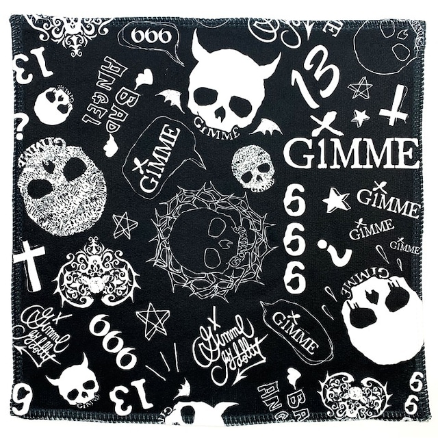 GiMME / ギミー「HAND TOWEL TYPE-C」ハンドタオル フェイスタオル ハンカチ 敷物 バンダナ 黒 白 ブラック ホワイト スカル ドクロ メンズ レディース パンク ロック PUNK ROCK バンド プレゼント ギフトラッピング無料 人気 売れ筋 Rogia