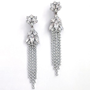 マーキスカットリーフ・クリスタルロング/イヤリング&ピアス【TER-180-SI】