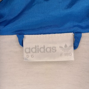 80s　アディダスオリジナルス　ナイロンジャケット　刺繍ロゴ　水色　白　XL