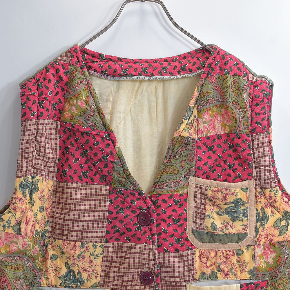 パッチワークキルティングベスト 大人用 ハンドメイド ① パッチワーク