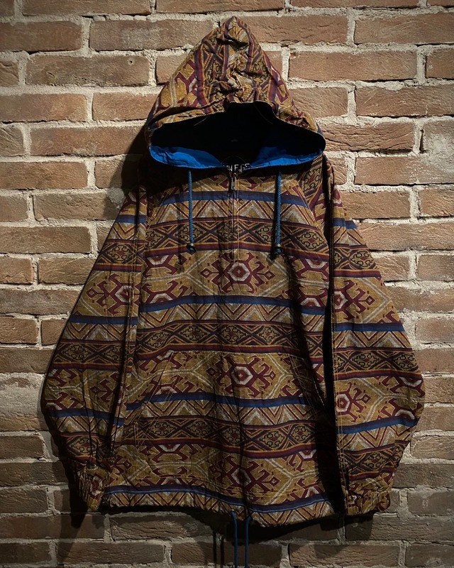 【Caka act3】Native Pattern Vintage Loose Half Zip Pullover Hoodie