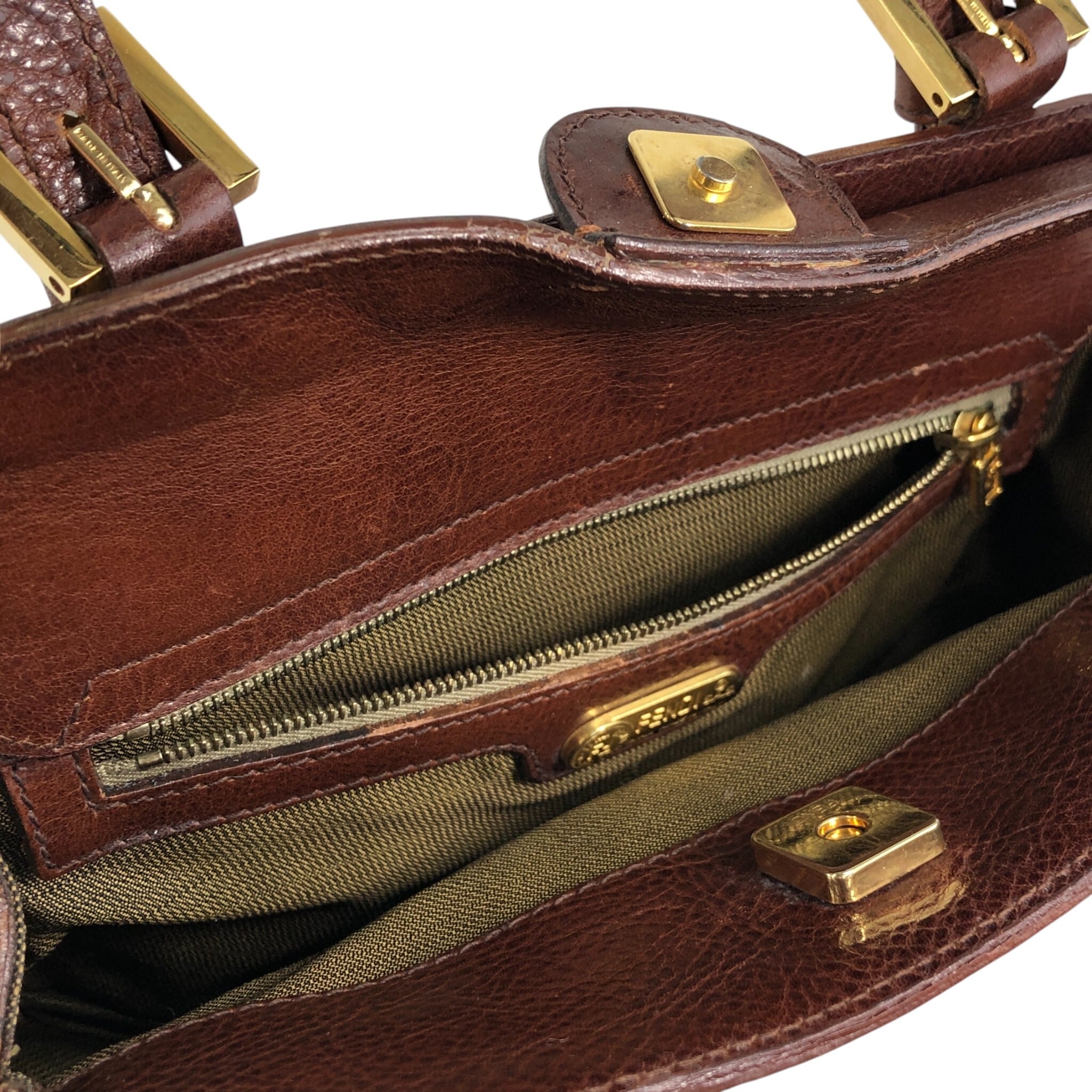 FENDI フェンディ ハンドバッグ ブラウン ロゴ レザー vintage