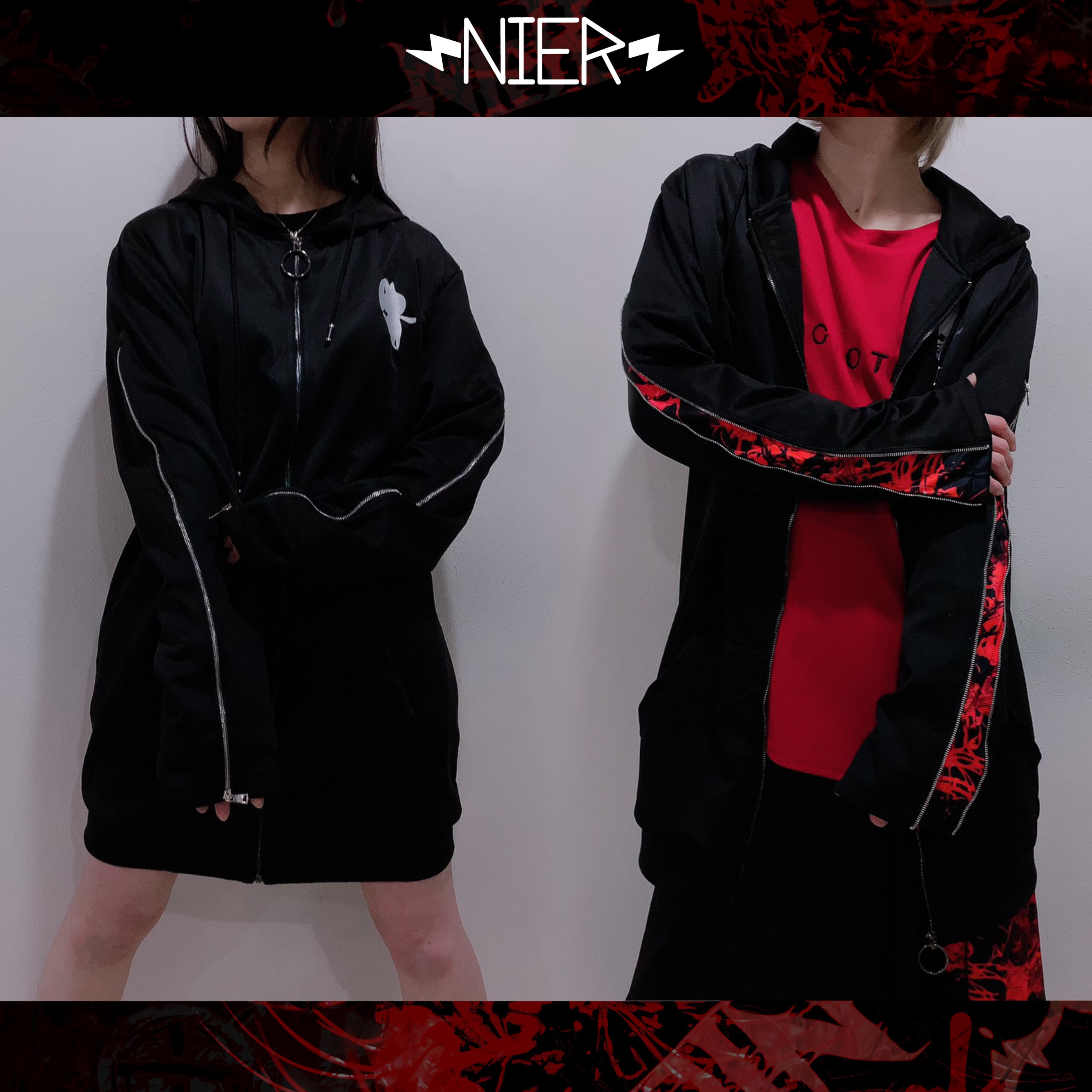 NieR 2way MENS BACK ZIPPER OUTER パーカー