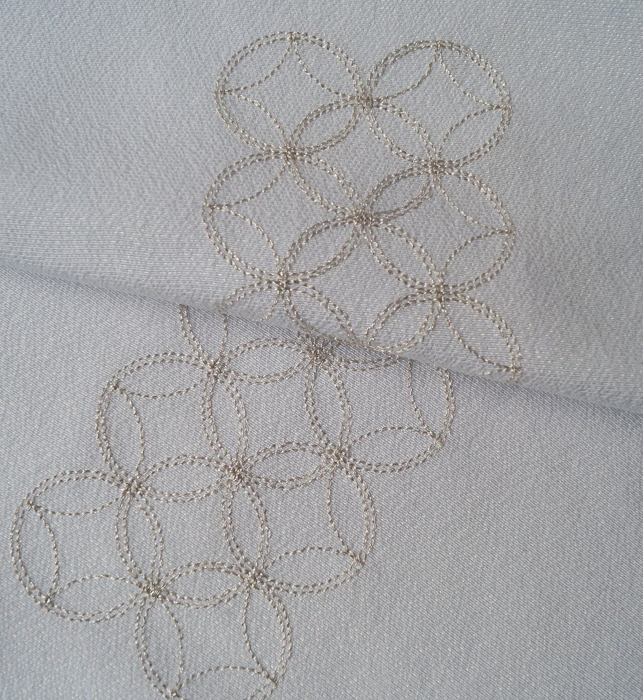 【衿秀・帯揚げ】月白色 七宝繋ぎ文 帯揚げ 251018④