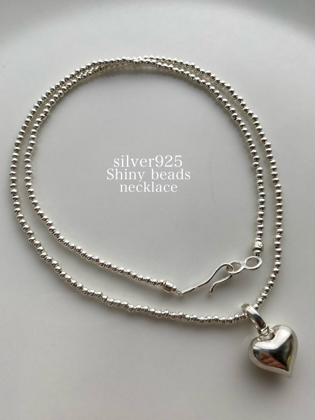 silver silver シルバー 925 ビーズ 一連 シャイニー ネックレス 45.4 