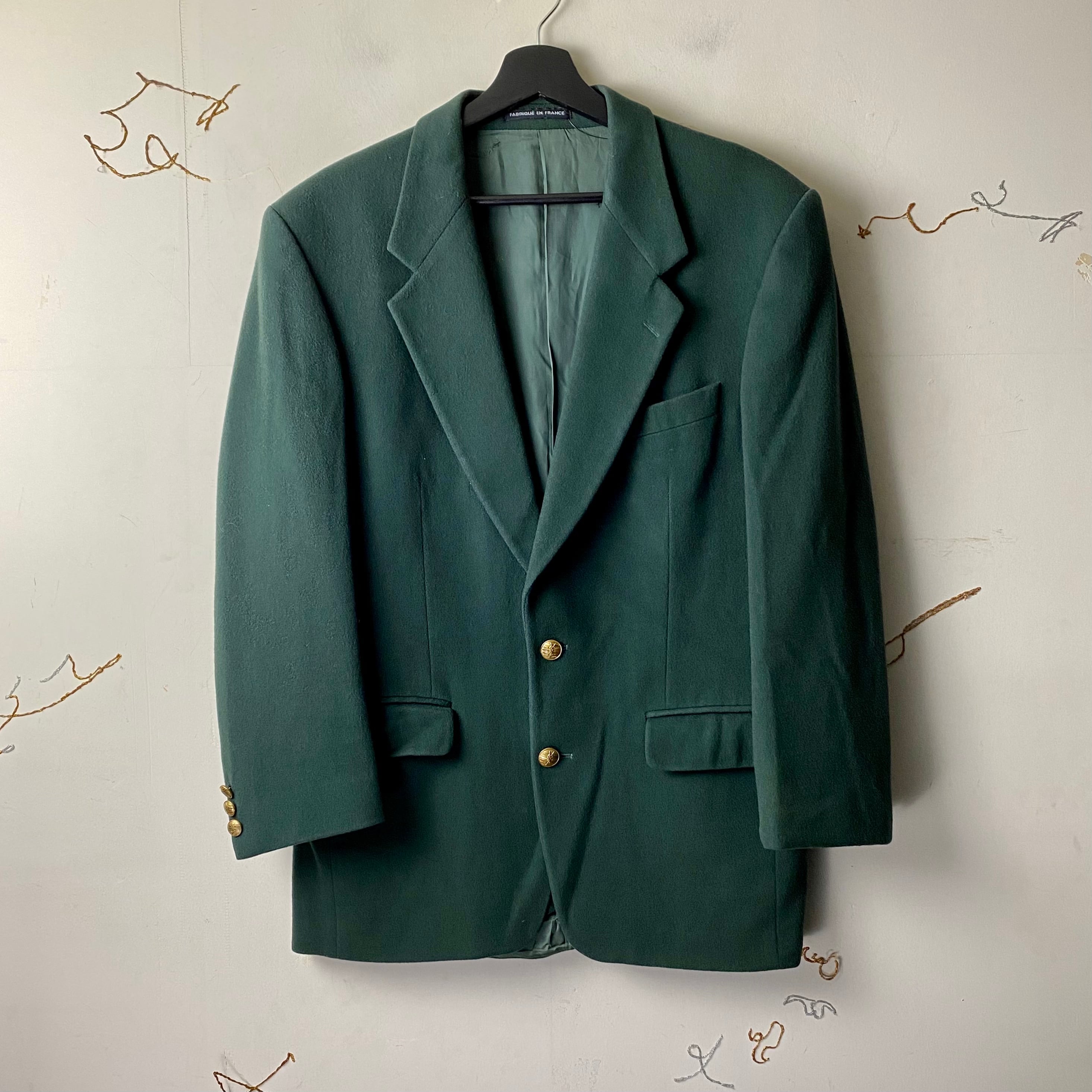 vintage YVES SAINT LAURENT POUR HOMME green color tailored jacket 