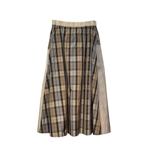 【最新作】MIXチェックパッチワークフレアースカート【264-5131】Mixed check patchwork flared skirt