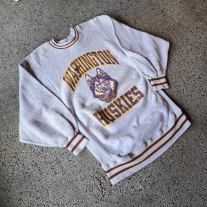"WASHINGTON HUSKIES" アメリカ製 リバースウィーブ仕様 カレッジプリントスウェット used [310039]