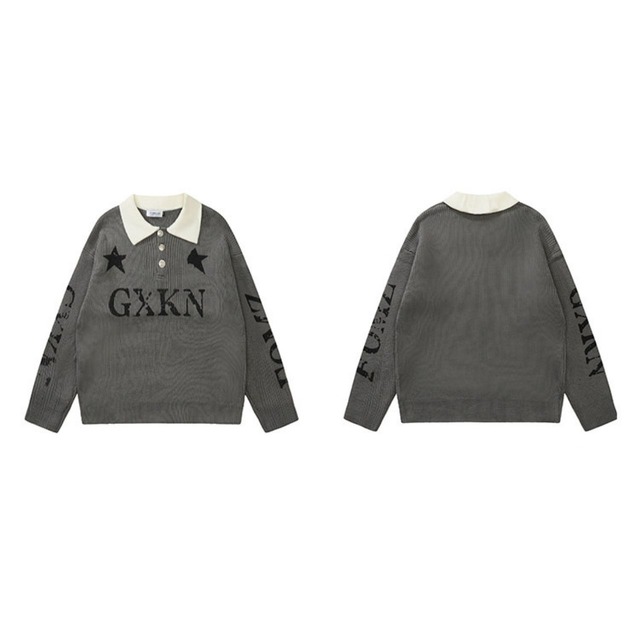 グラフィックポロデザインニット 3col   R01387