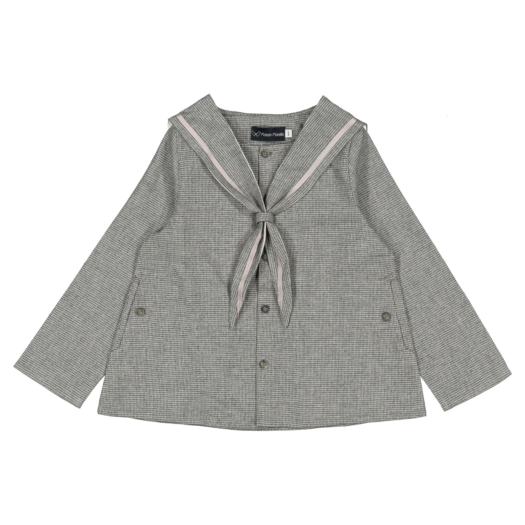 【予約・特典あり】Maison Marelle / Blouse CHAPTAL - grey houndstooth / 12m~5Y