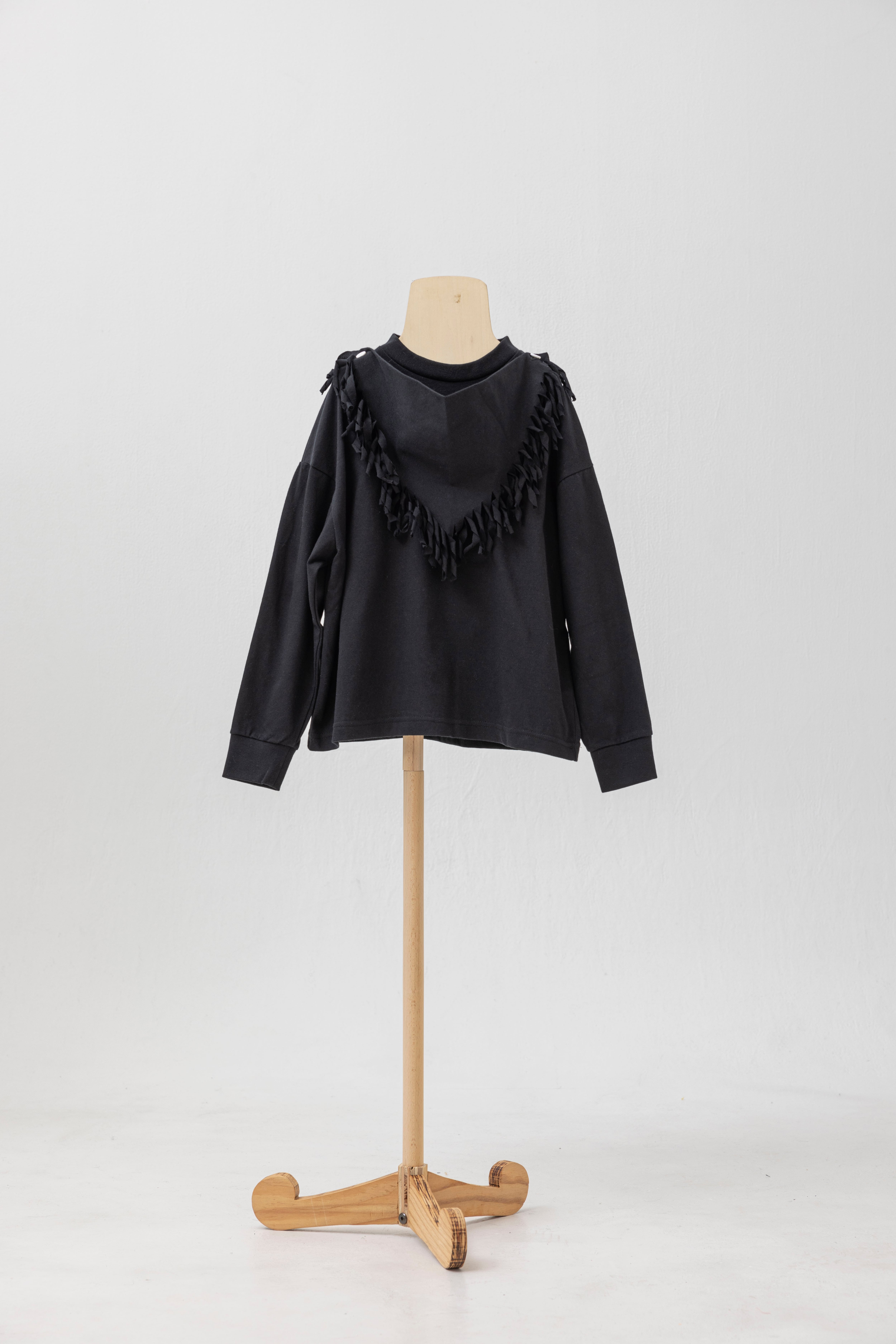 24AW】folkmade(フォークメイド)fringe T-shirts black(S/M/L)長袖T