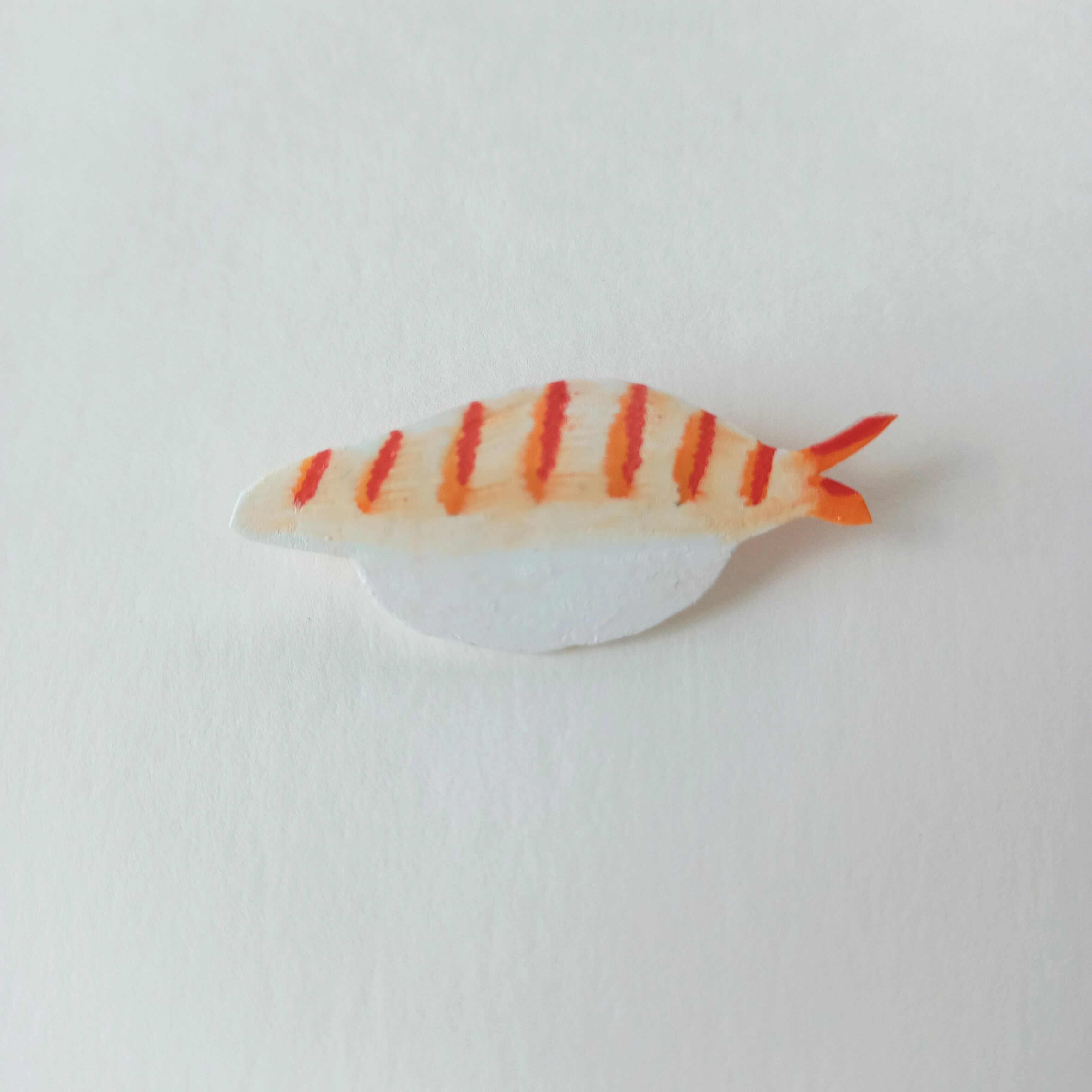 ヘンテコ　ブローチ　「エビのお寿司」　寿司　お寿司　エビ　手描き　一点もの
