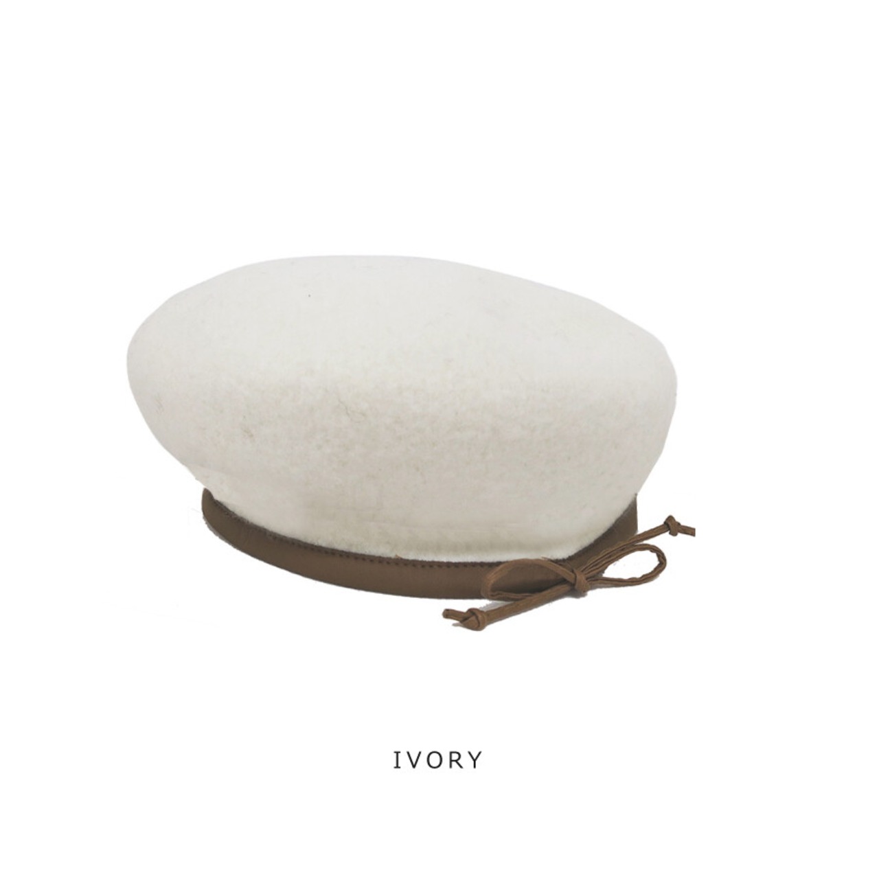 フェルト　合皮パイピング ベレー帽