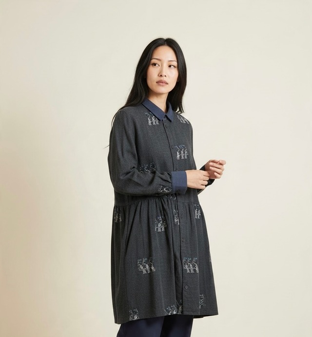 SUPER HAKKA｜SUPER HAKKA×保坂優子「トリオの毎日」刺繍にほっこり・起毛コットンチュニックブラウス