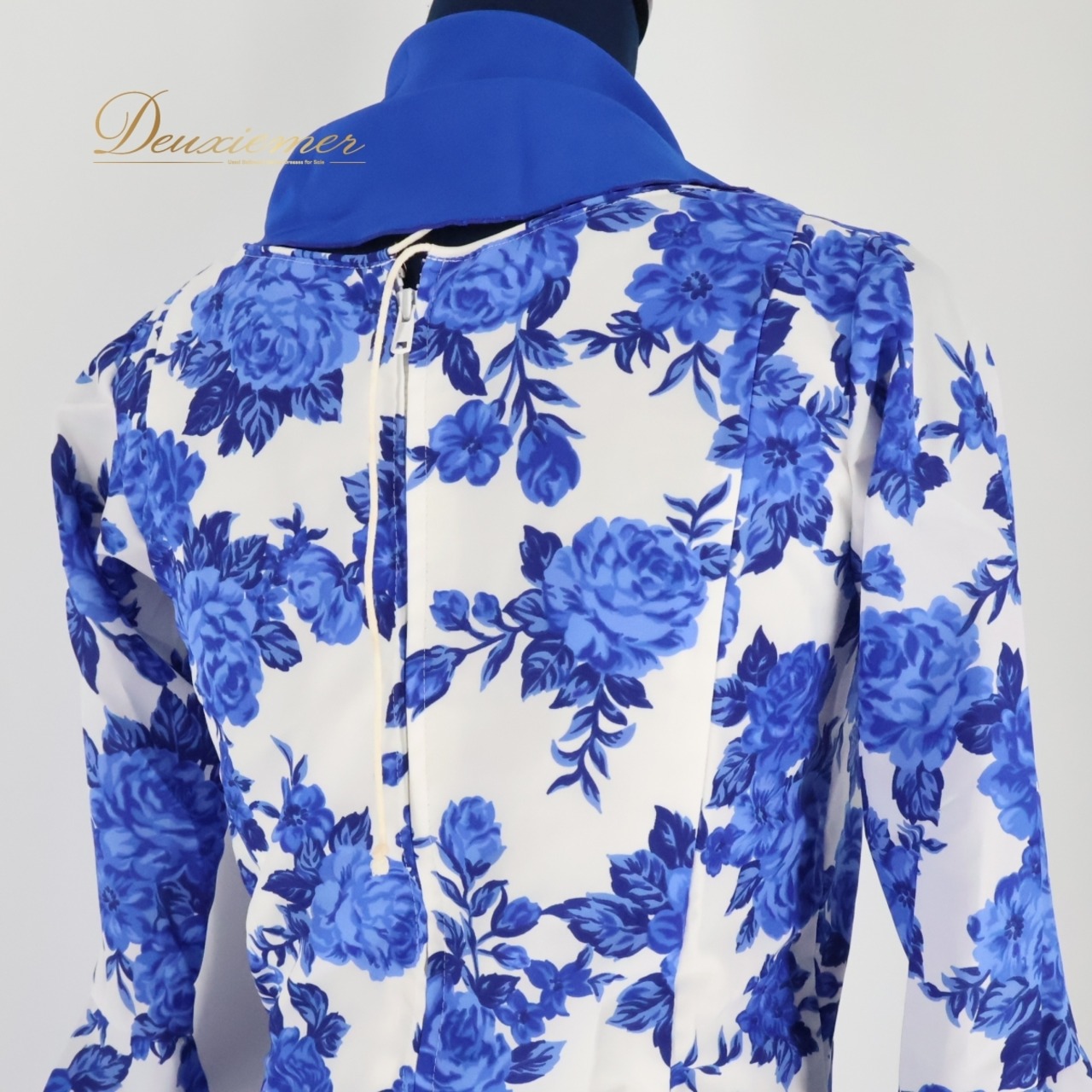 【フラメンコ衣装】ブルー Naomi Collection ナオミコレクション ワンピース ドレス 青 白 花柄 ボランテ フリル ボウタイ