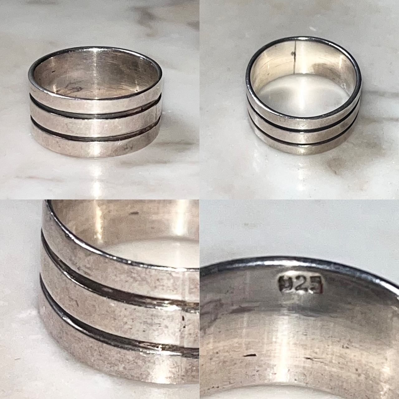 vintage silver grooved ring