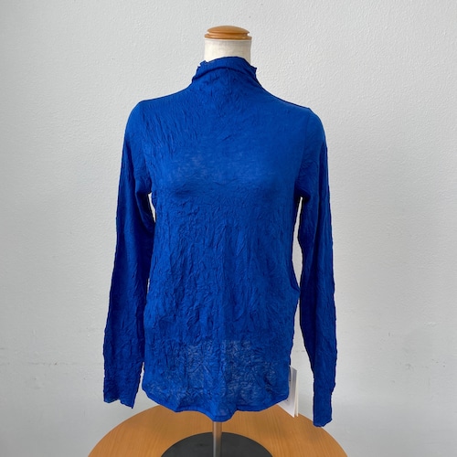 MIDIUMI SOLID BLUE Washer wrinkled Highneck CUTSAW