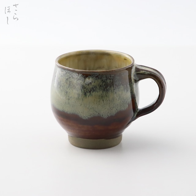 【再入荷】小鹿田焼 小袋窯 コーヒーカップ 飴/白なだれ 口径約8cm 陶器 和食器 民藝