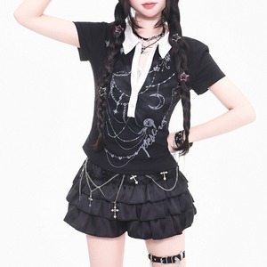 Collared print t-shirt r0112