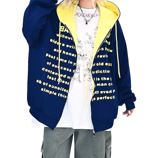 ツートンロゴグラフィックジップパーカー 2col R01098