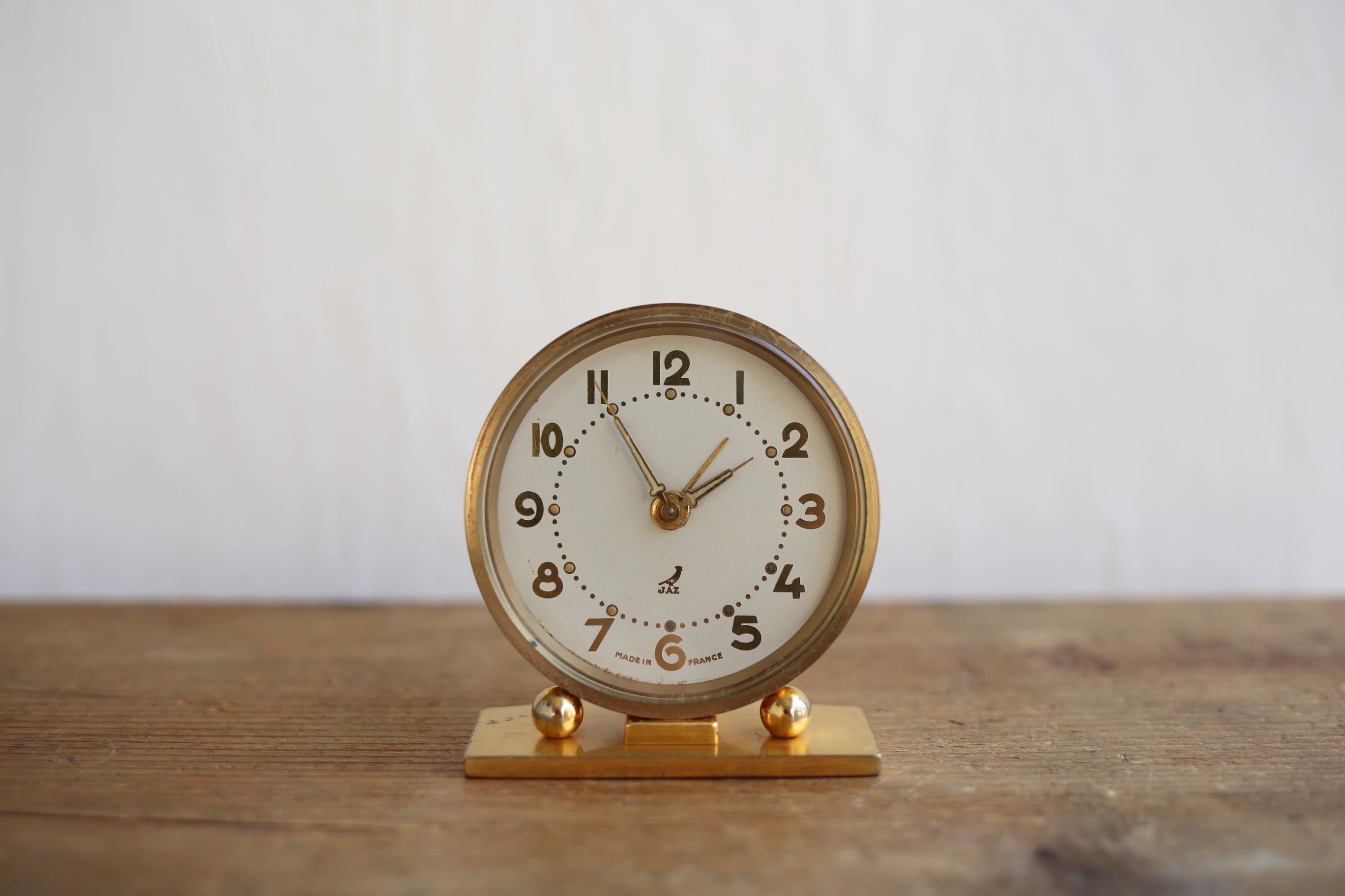 フランス アンティーク ヴィンテージ JAZ 目覚まし時計 ゴールド
