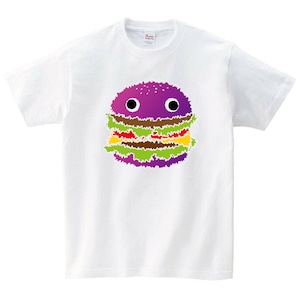 ハンバーガー Tシャツ メンズ レディース 半袖 モンスター シンプル ゆったり おしゃれ トップス 白 30代 40代 大きいサイズ 綿100% 160 S M L XL