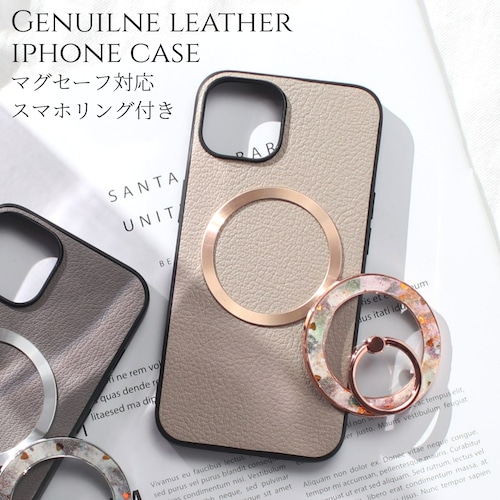 iphone ケース レザー iphone17 iphone16 iphone15 iphone14 リング付き 本革 17 16 15 14 13 mini マグセーフ対応 magsafe ゴートレザー air 16e 16pro 15pro 14pro リング 花柄 ハート ラメ iphoneケース スタンド マグネット 16プロ 13ミニ 可愛い メタリック 送料無料