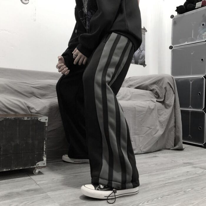 ストライプパンツ オータムウィンターカジュアルルーズ 秋物 冬物 ケッペル95811901685