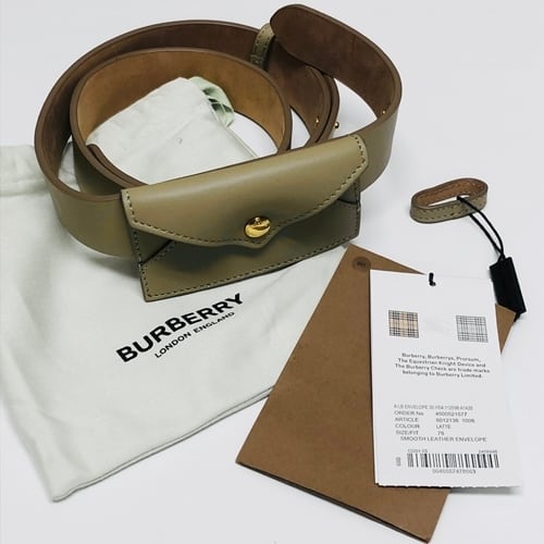 Burberry バーバリー レザーベルト付き ENVELOPE 75 LATTE 【中目黒b2 
