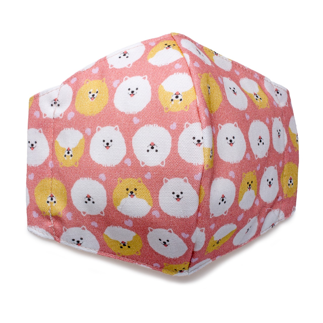 みんなが元気になるマスク 大人用 ポメラニアン ピーチピンク 布マスク 日本製 立体 EM-1302