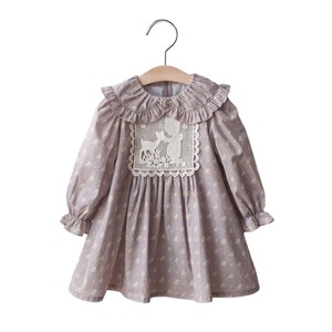 春花柄ビッグカラーワンピース2色