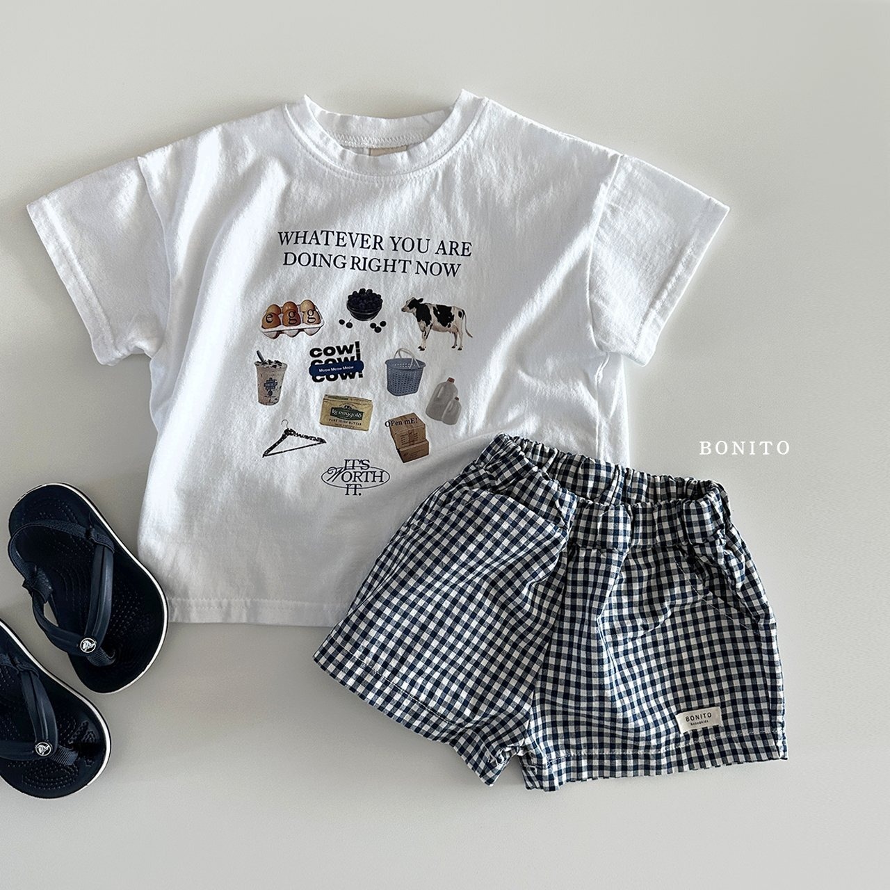 【BONITO】COW Tシャツ 80~130cm ホワイト 240514 - 3
