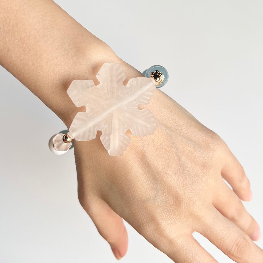 水晶 雪 結晶 アクアマリン モスアクアマリン 天然石 ブレスレット 