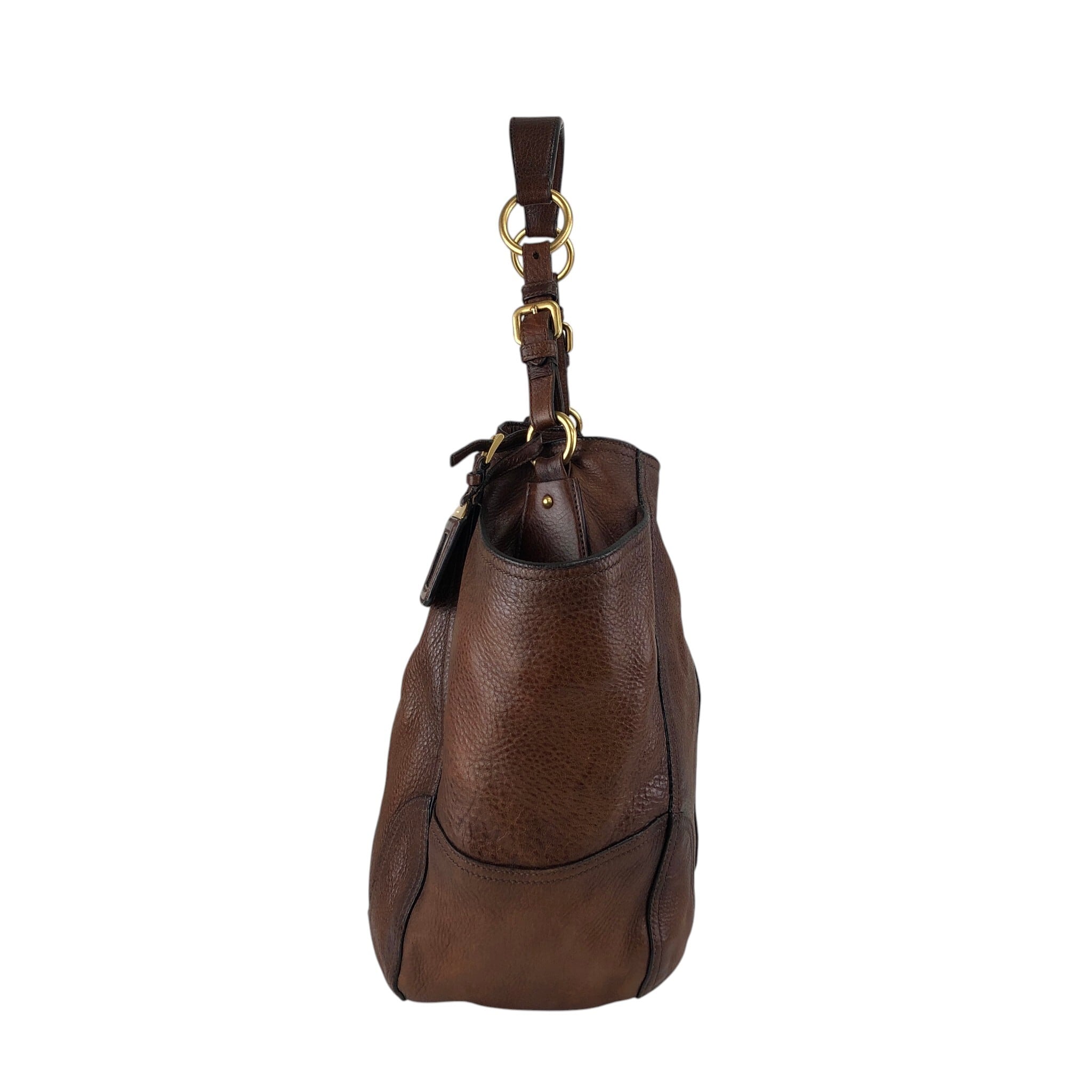 正規店購入 【プラダ】ショルダーバッグ ブラウン PRADA プラダ ショルダーバッグ ブラウン ロゴ レザー ワンショルダー