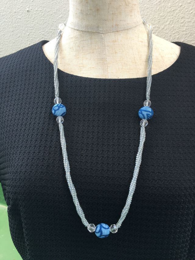 紅型(藍型)ロングネックレス