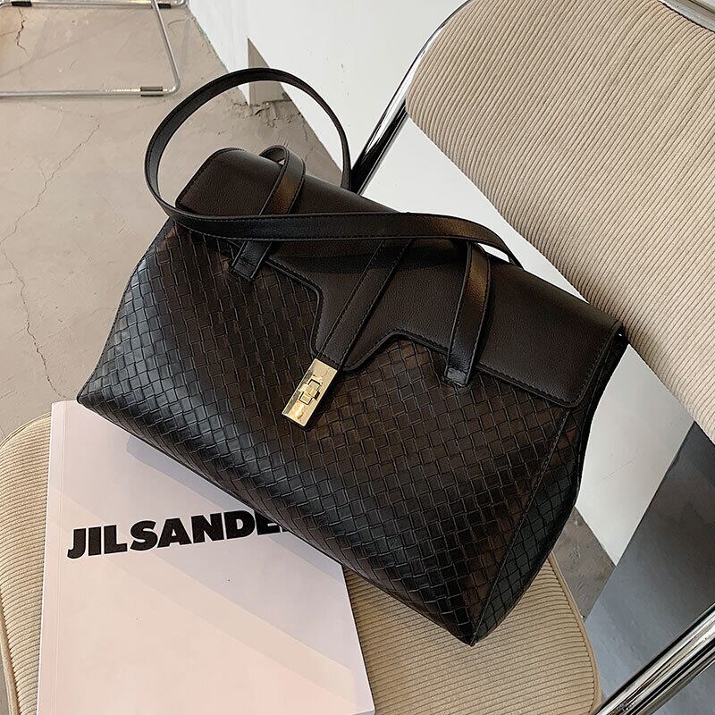 秋冬バッグ大容量レディースバッグ2020新しいトレンディな雰囲気のシンプルなショルダーバッグバージョンのワイルドウーブントートバッグ Tiancai_Wing_Bag7619225347